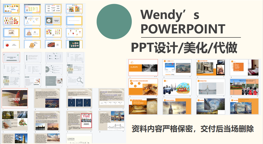 我可以根据所需资料用不同风格独立制作一套ppt
