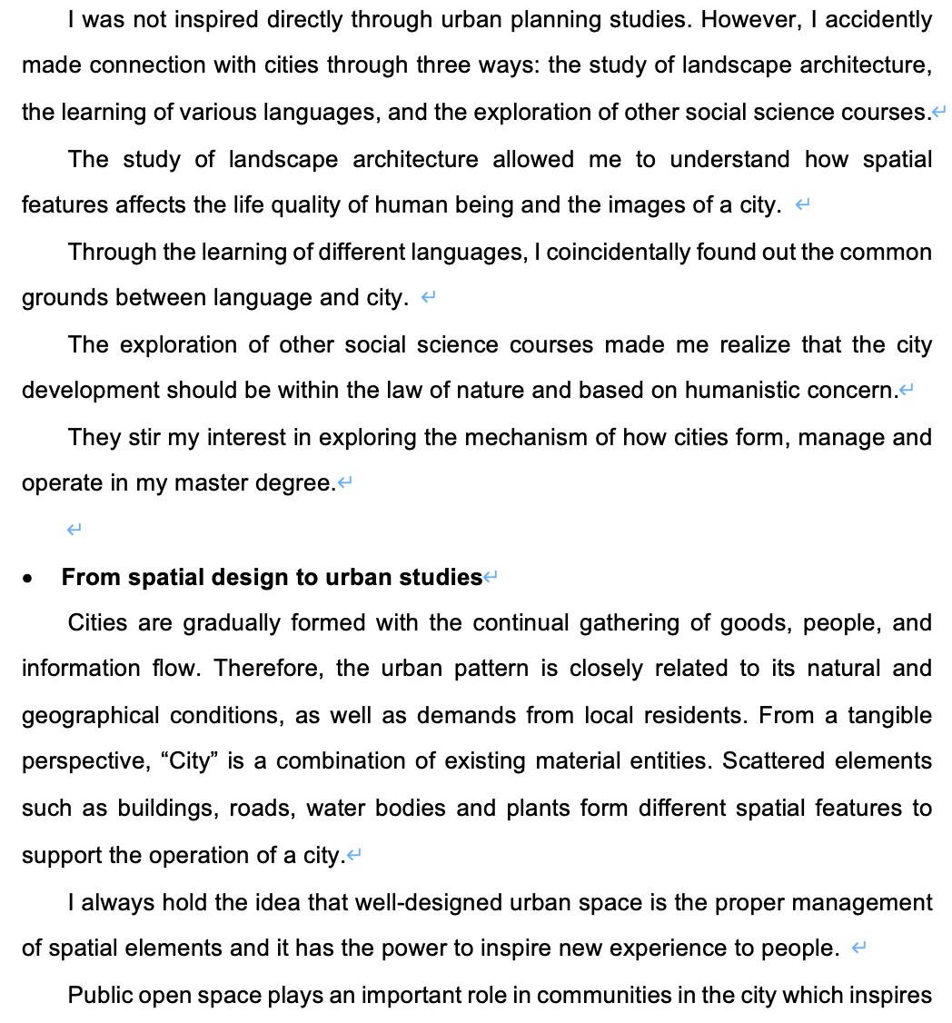 我可以完成1份建筑、规划、景观、空间数据本硕博留学申请文书及简历撰写