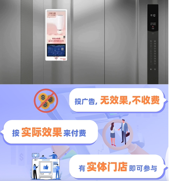 我可以用效果付费投放线下电梯广告，15秒的视频
