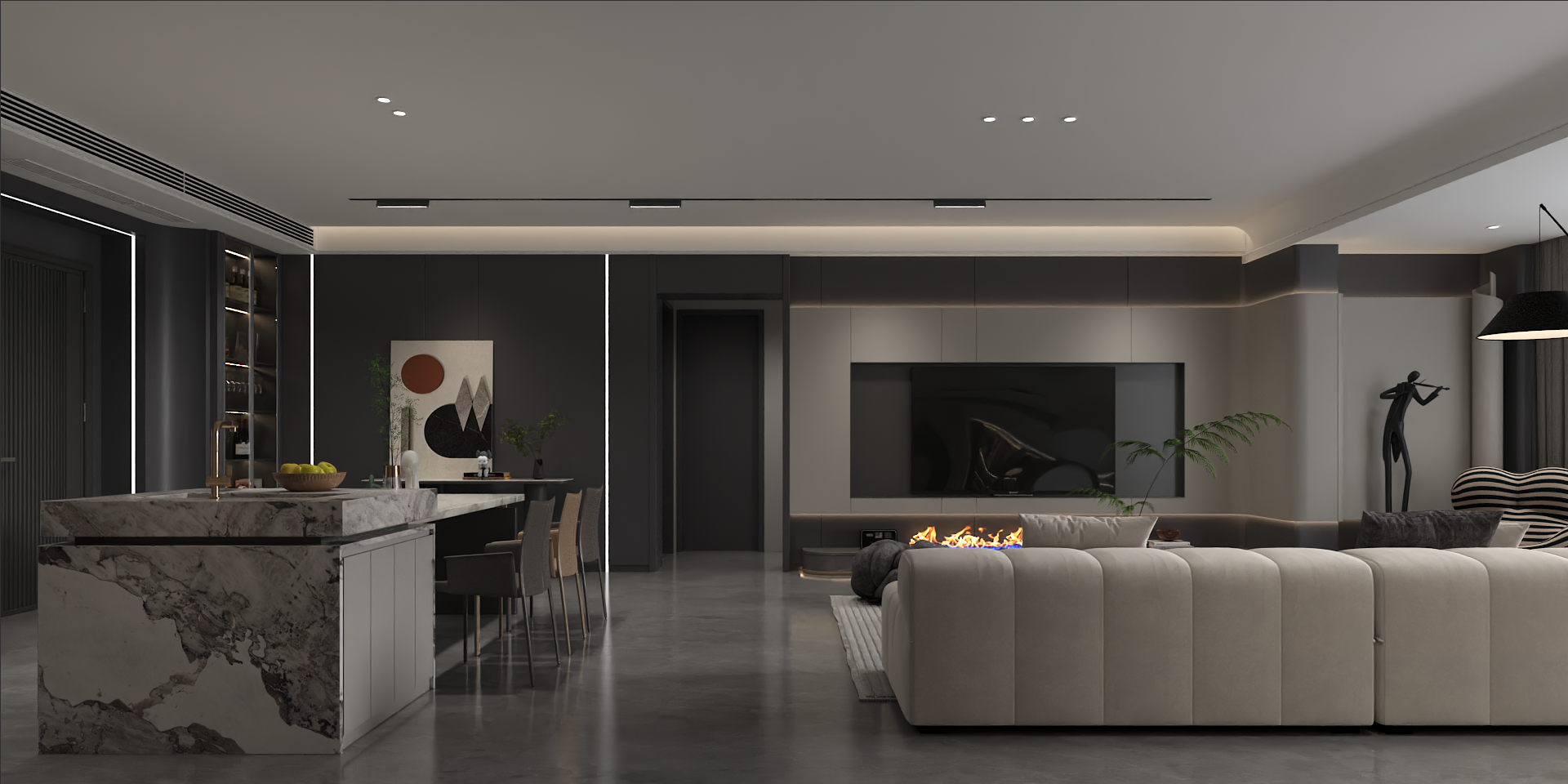 我可以室内设计工作室全案设计，一套标准的施工图、效果图、所有材料搭配物料图。喜欢可私聊.