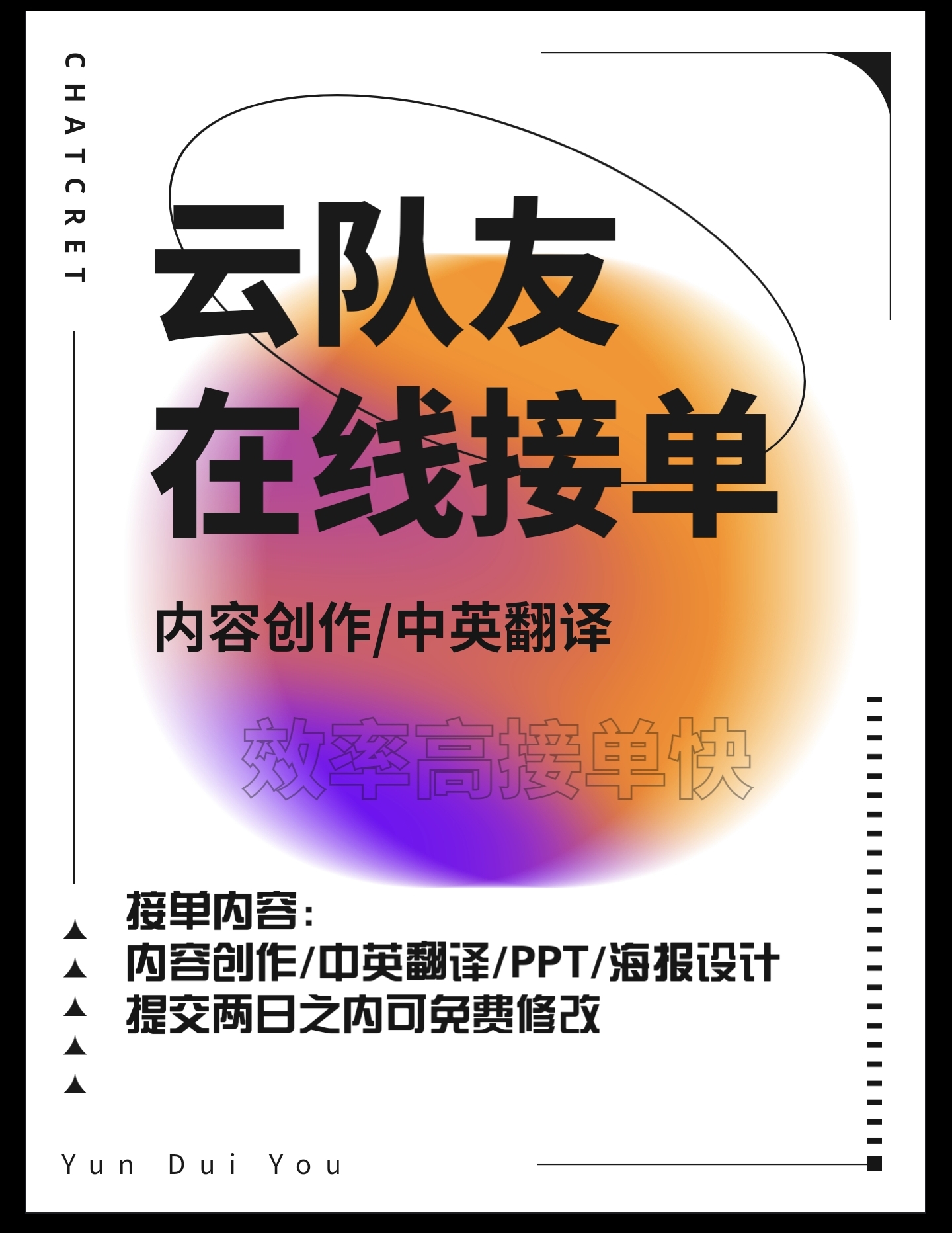 我可以各类型文案写作及翻译/PPT制作以及海报设计 1天内完成