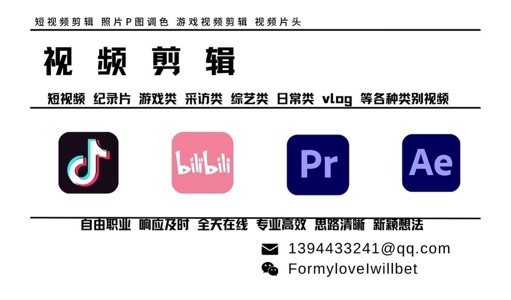 我可以短视频剪辑（1-10min）一张照片P图调色 一段游戏视频剪辑 一段视频片头