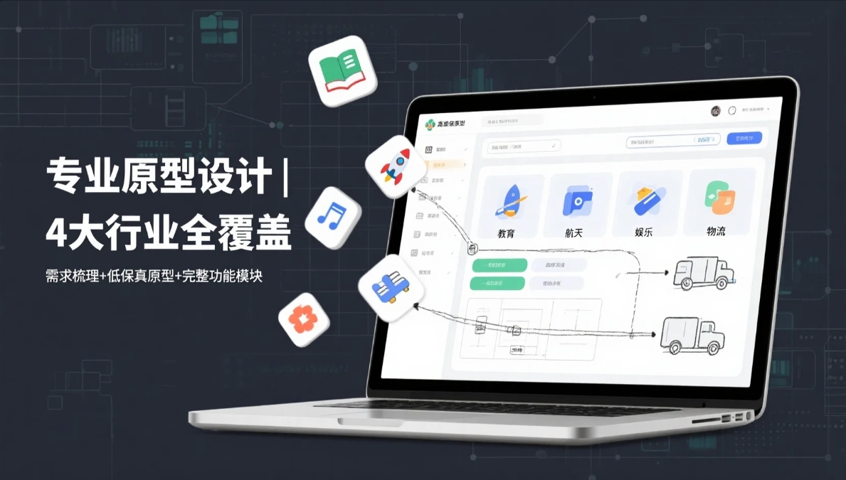 我可以1次需求梳理 + 4大领域（文娱/教育/航天/物流）原型设计，交付1套完整功能模块