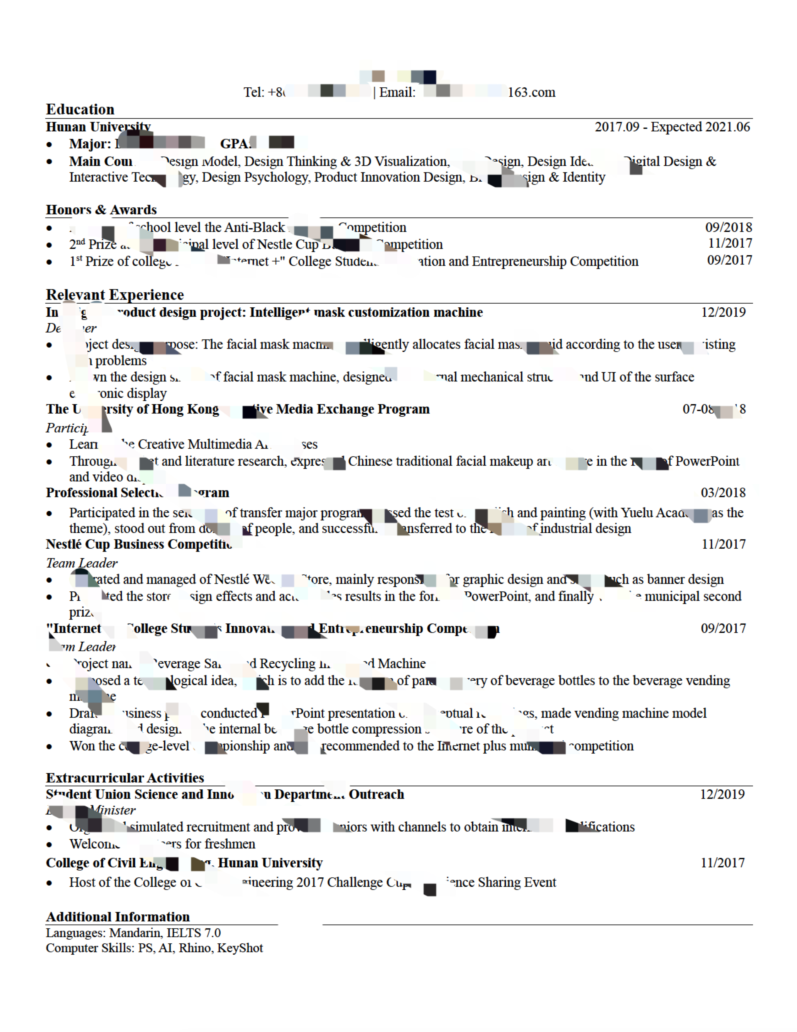 我可以完成1-2页标准化的留学或求职简历的翻译及撰写