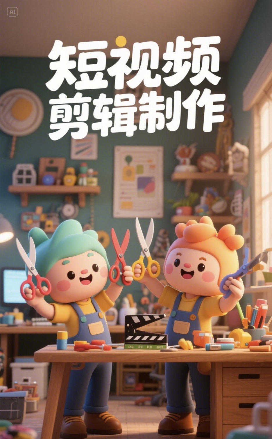 我可以视频剪辑，1张海报，文章