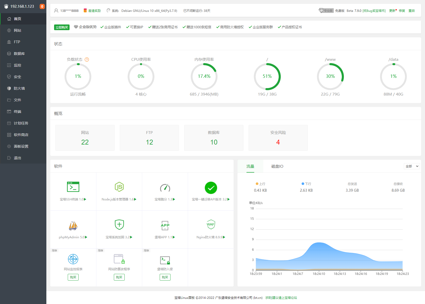 我可以配置服务器宝塔面板50元