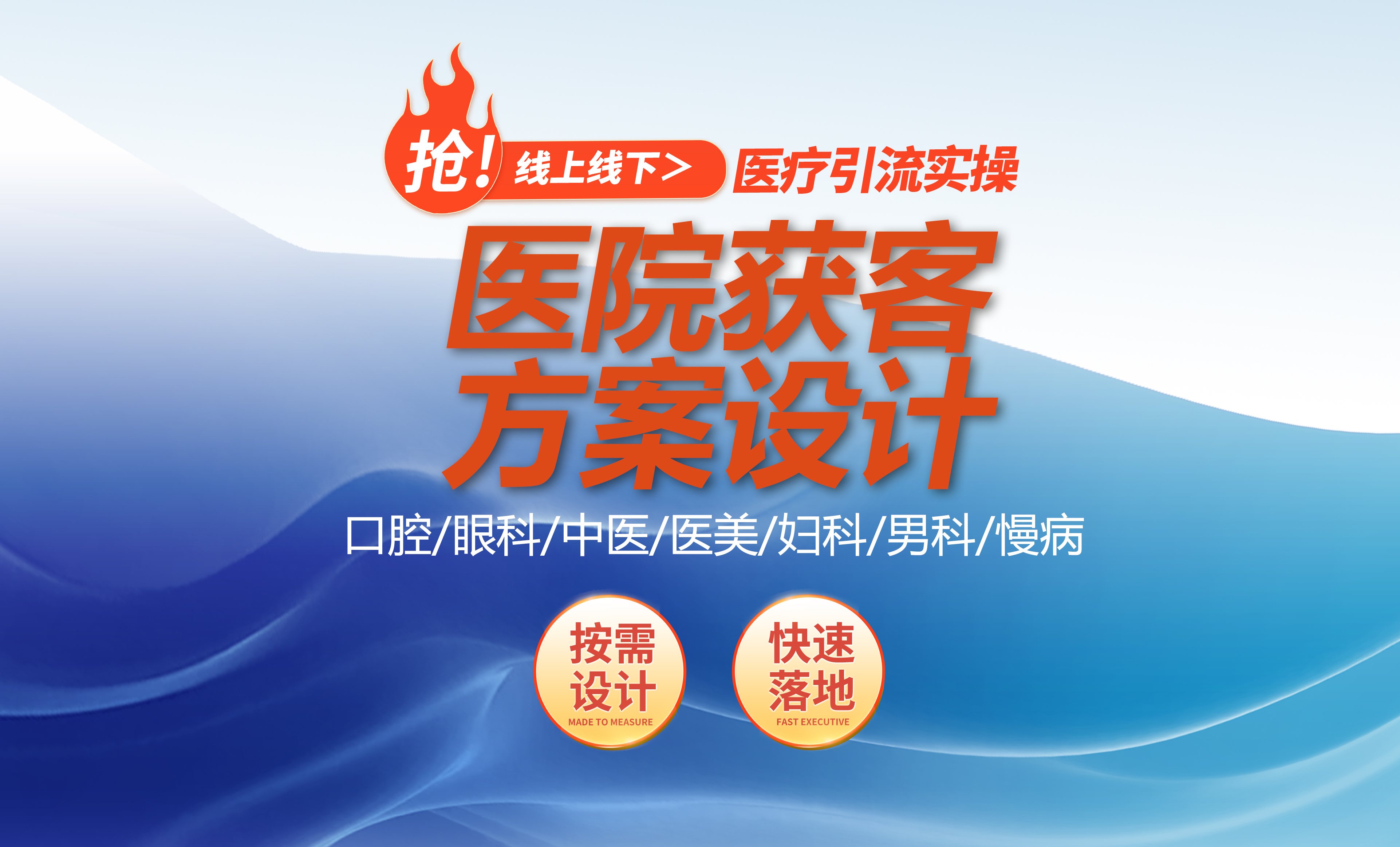 我可以设计医疗机构引流方案-线上线下2类渠道-对照快速落地，没有理论
