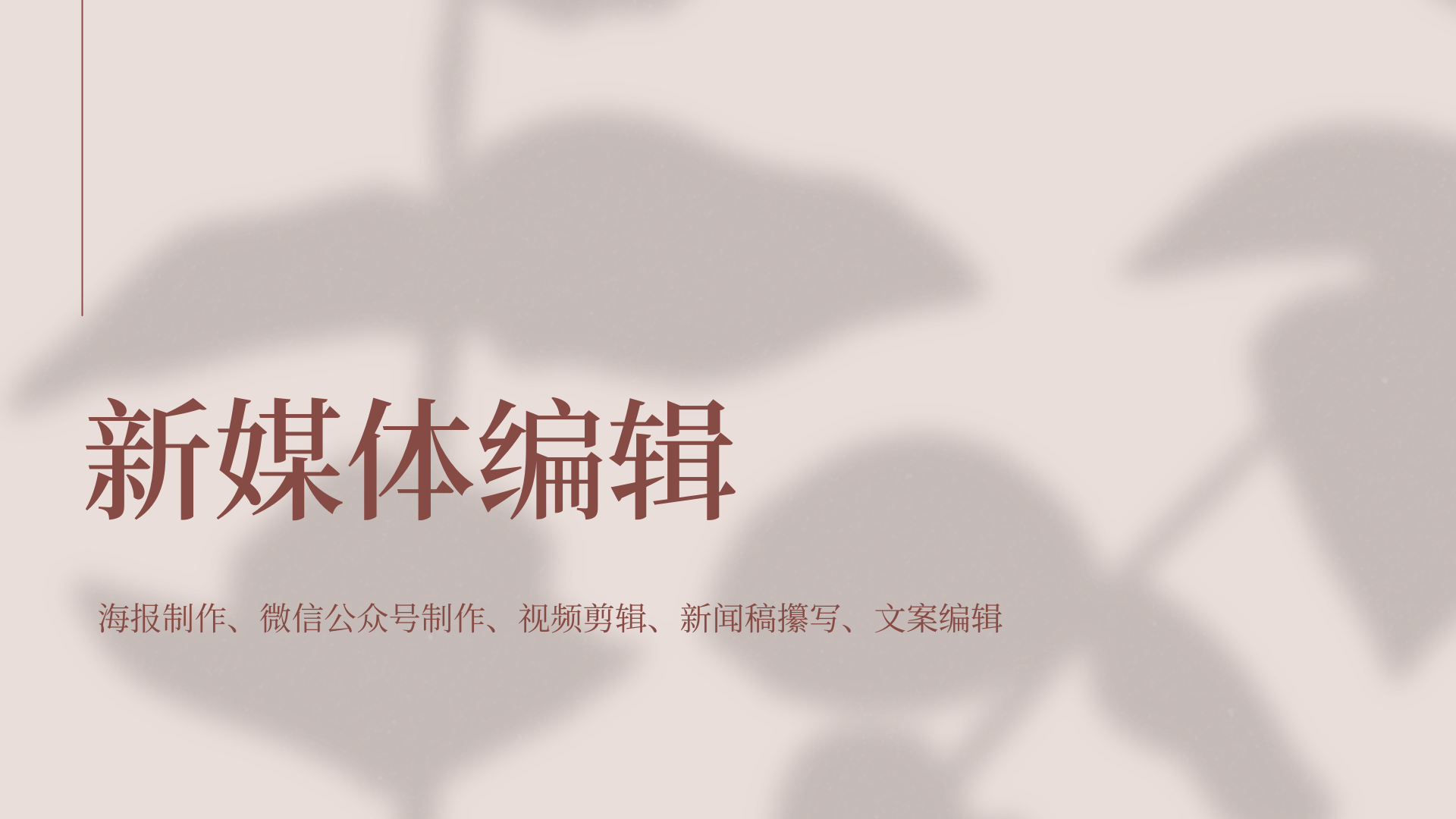 我可以完成一分钟以内的视频剪辑 海报设计 文案编辑 文案中英文互译 新闻稿编写 基本excel表编辑