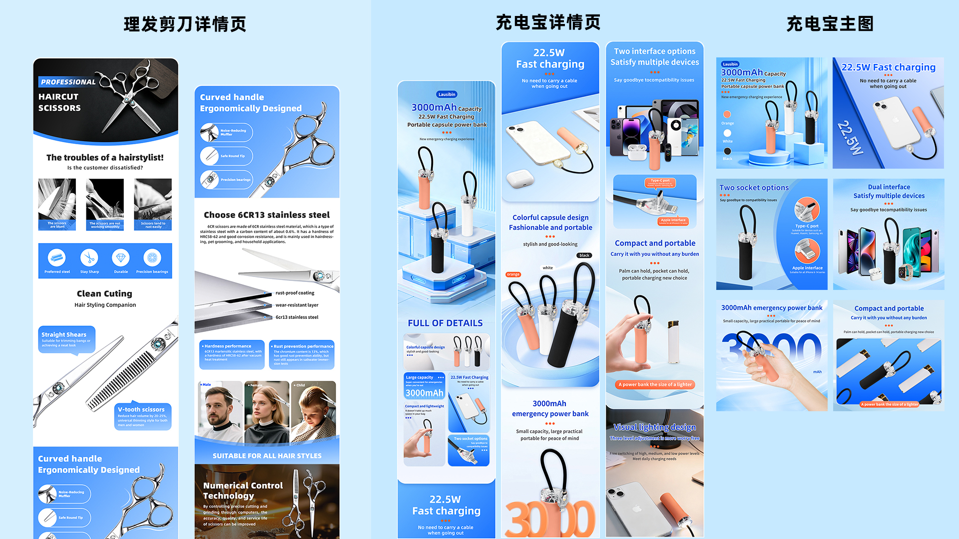 我可以做一套英文电商产品详情页（十屏以内详情页+5张主图）