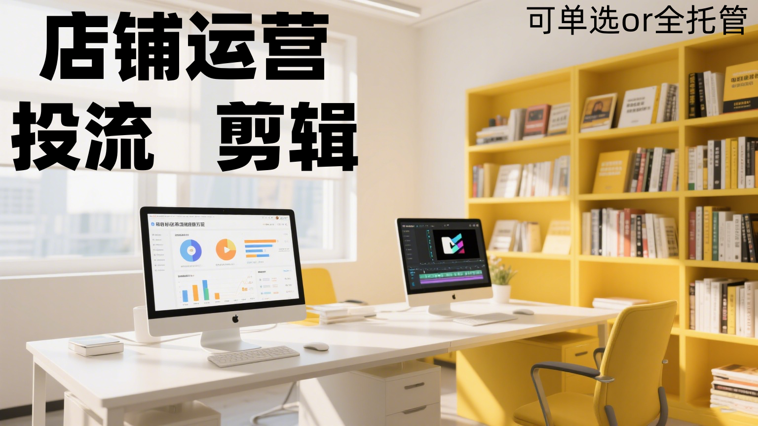 我可以完成6个店铺运营以及多场投流与广告视频剪辑。